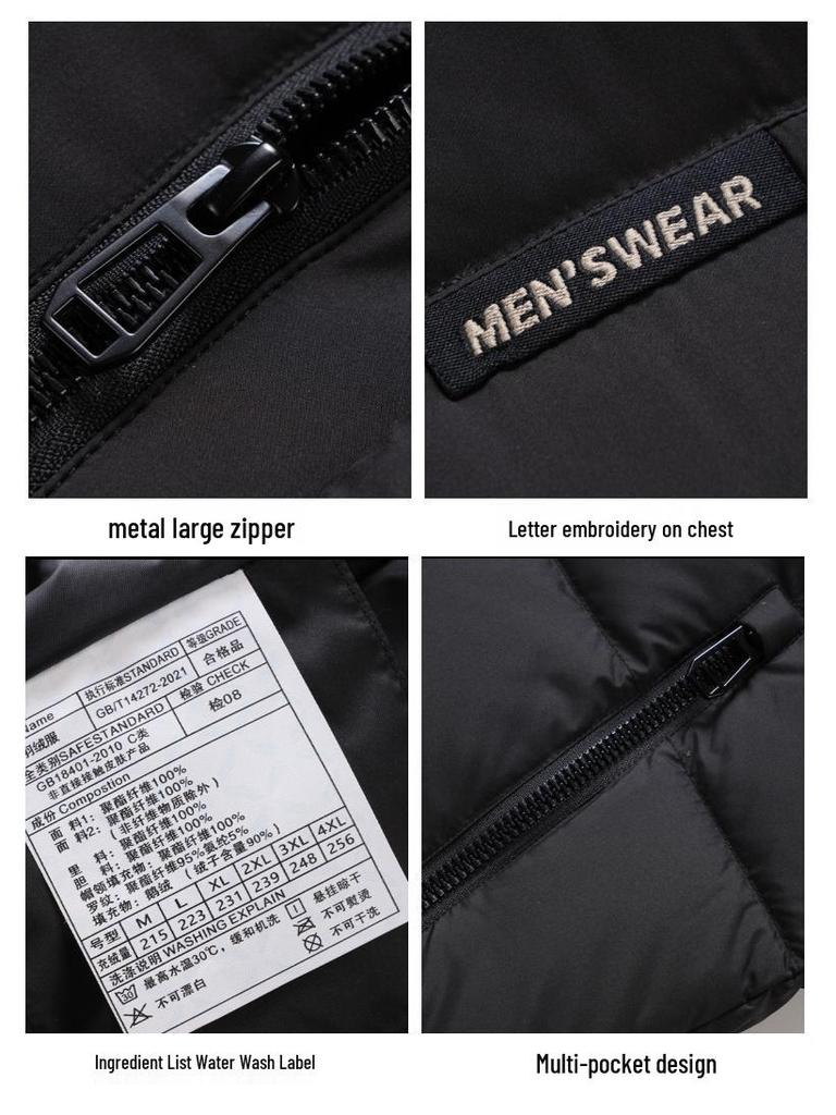 Men's 2025 Winter Goose Down Puffer Jacket - Casual Loose Fit, Cold Protection, Plus Size, Dad's Style