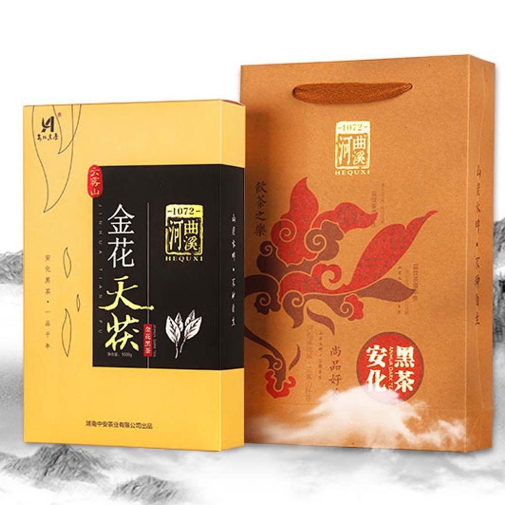 Anhua Fu Brick Tea 1000g Golden Flower Dark Tea Healthy Loose Leaf Brick