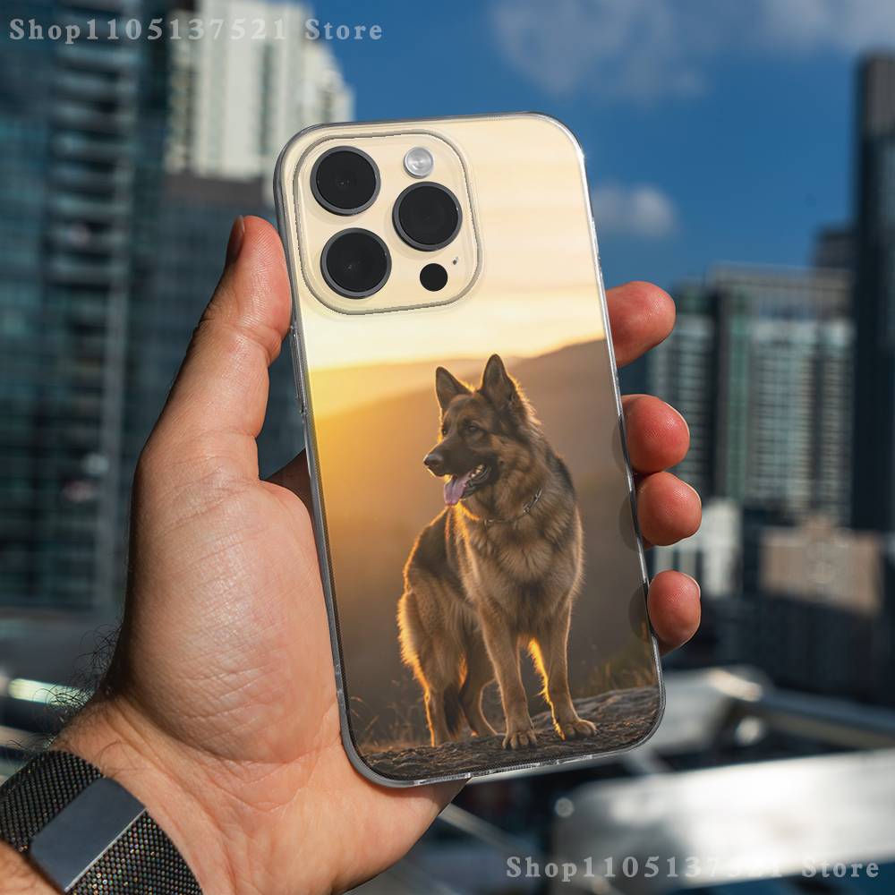 Animal German Shepherd Dogs Phone Case iPhone17 16 15 14 13 12 11 Pro Max Plus Mini Clear Full Back Cover Silicone Soft Shell iPhone11
