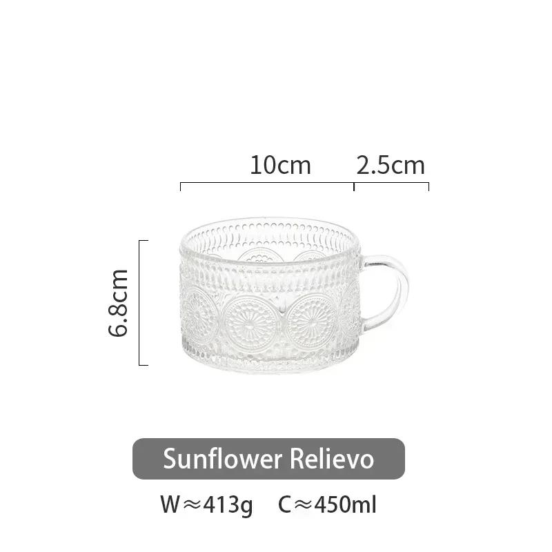 

Стеклянные чашки в скандинавском стиле с тиснением в стиле ретро, прозрачная кофейная чашка с жемчужным узором, кружка для холодного сока и молока с золотой линией 450ML