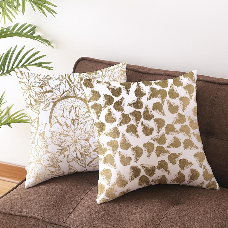 European Style Golden Geometric Print Car Pillow Cover Sofa Cushion Cover Home Furnishings