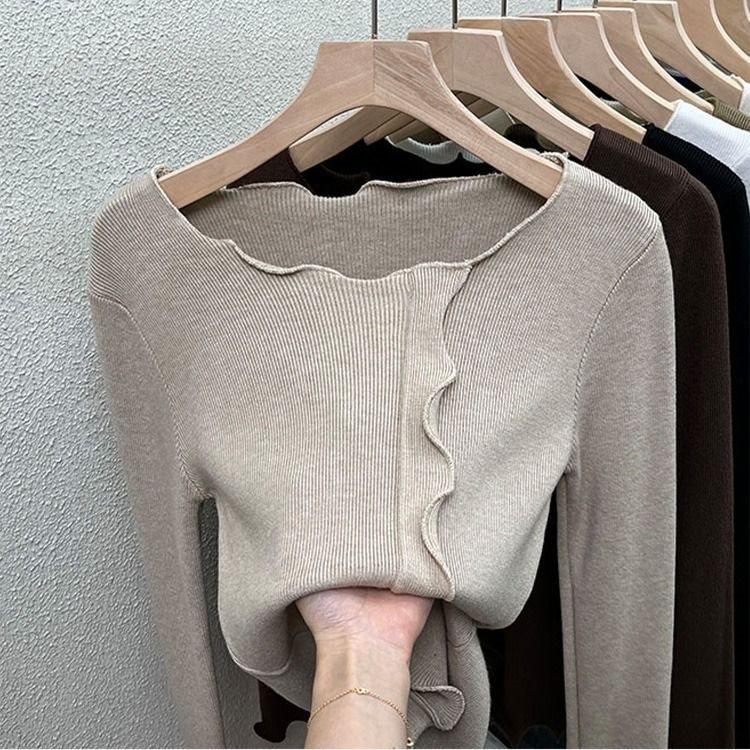 Elegantes Damen-Strickoberteil in einfarbigem Design für Übergrößen im Herbst und Winter