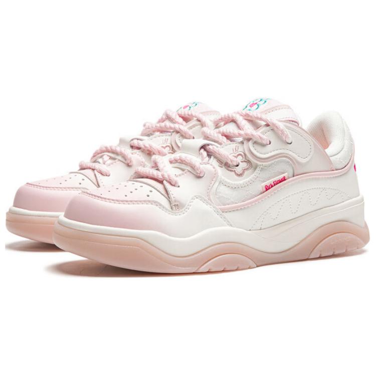 Li Ning Tpu Synthetic Leather Journey 2.0 Comfortable Versatile Wear-Resistant Non-Slip Low-Top Skate Shoes Women Sneaker White Pink AGCU092-8