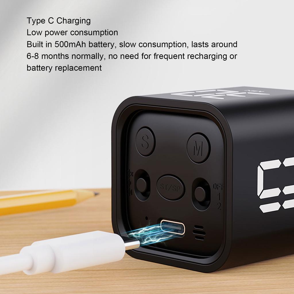 Timer Vibration Mode Type C Fast Charging Pause Function 5min 10min 30min 60min Timing Rotation Timer for Sports for Cooking