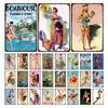 Iron Painting Elegant Pin Up Girl Retro Posters Tin Sign Metal Sign Decor Wall Women Portrait Bar Pub Club Man Cave Pictures