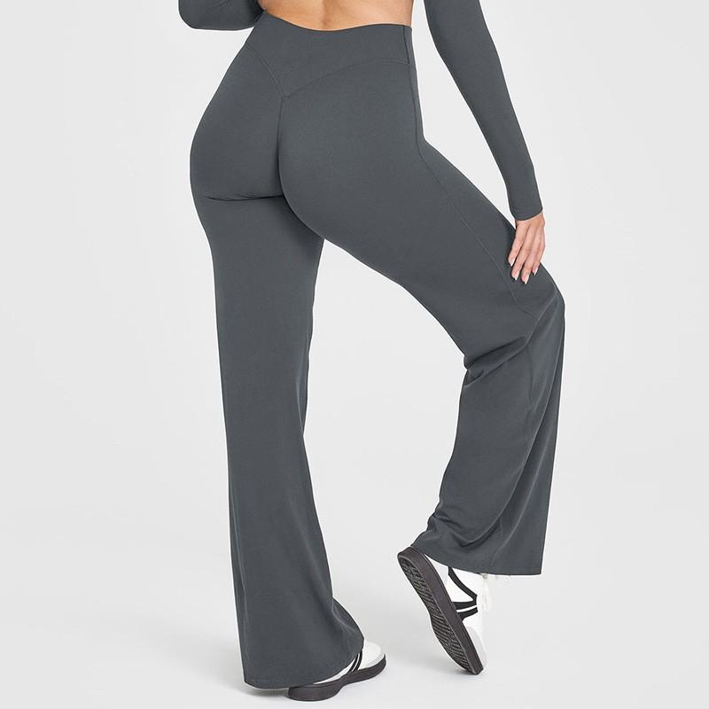 High-Waisted Wide Leg Yoga Pants Women Breathable Stretchy Workout Trousers 9/10 Length Slimming Fit