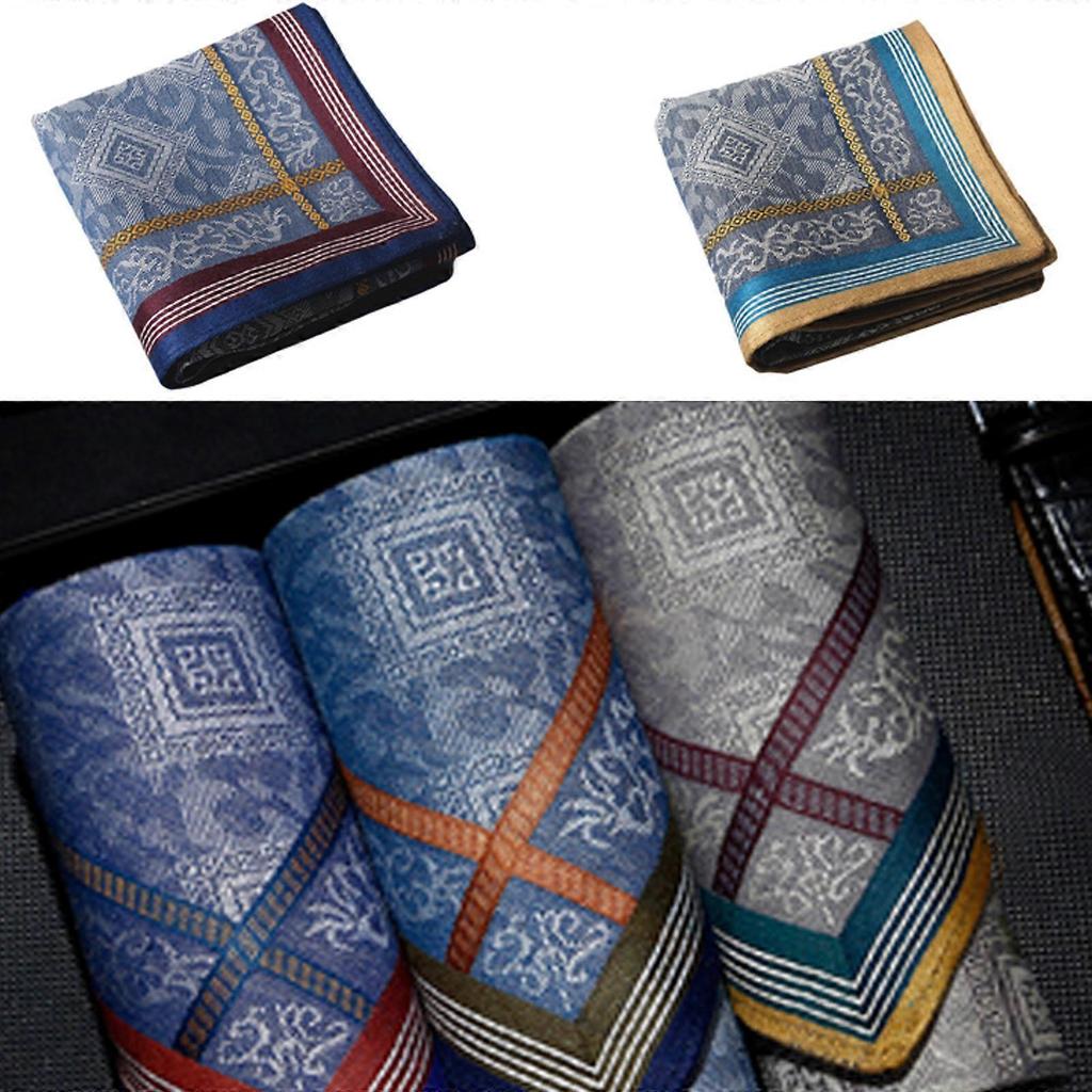 Men's Handkerchief Soft and Breathable Cotton Handkerchiefs Exquisite Pattern Sweat-absorbent  Random Color
