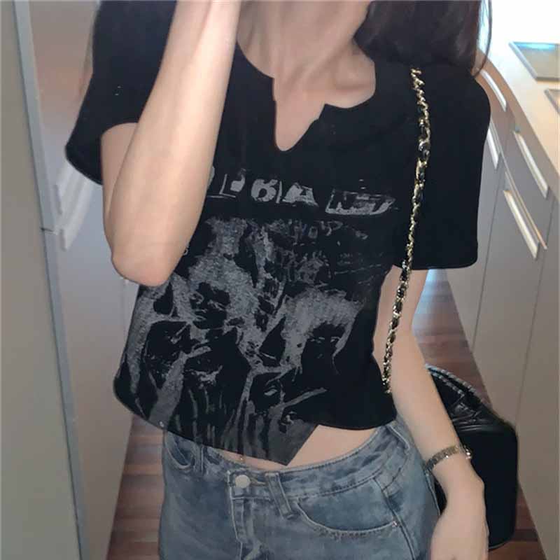 WTEMPO Y2k T-shirt Women Harajuku Korean Style Slim Sexy Tops Female Solid Color Tees Streetwear Spring T-shirts