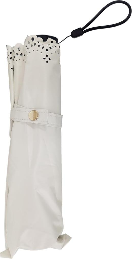 Rose Sangyo 50cm Mini Folding Umbrella with Heat 63500308 Lightweight, Color-Coated, Cut, White,