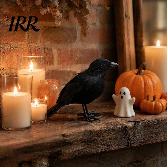 Uccelli Neri Artificiali Corvo Realistico Decorazione di Halloween, Statuetta Corvo Piumata Realistica Prop Accessori per Eventi a Tema per Casa Infestata, Ornamento Uccello