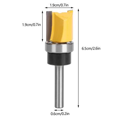14in Shank Woodworking Cutter Flush Trim Router Bit Straight Trimming Milling Tool 6x19x20mm