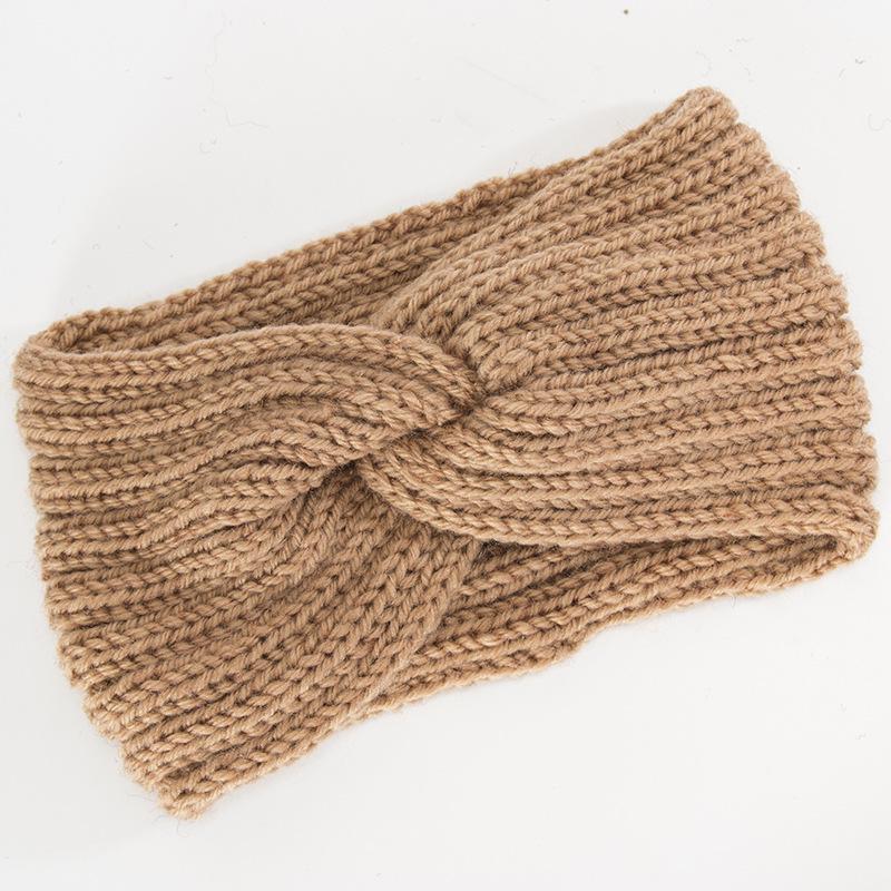 Autumn and Winter Knitted Hair Accessories Hair Band Cross Head Cover Elastic Warm Women's Sports Hair Band