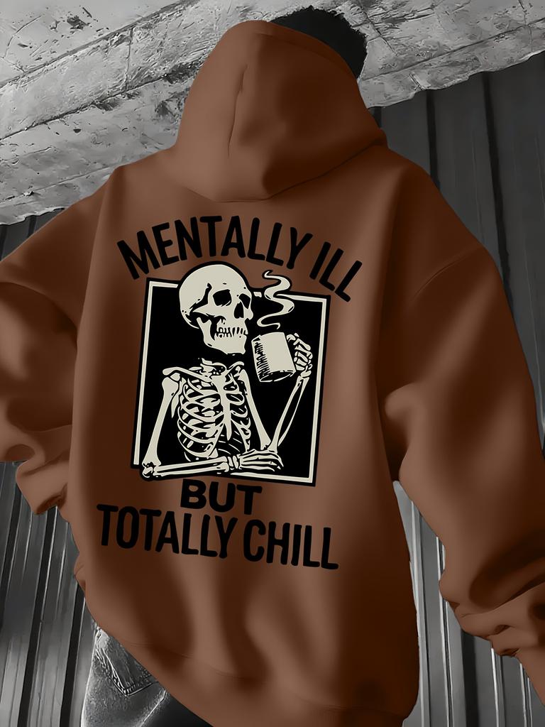Herren Kapuzenpullover mit Mode-Print Sweatshirt mit Aufdruck Kängurutasche Bedrucktes Design Lässiger Kapuzenpullover Trendiger Herren-Kapuzenpullover