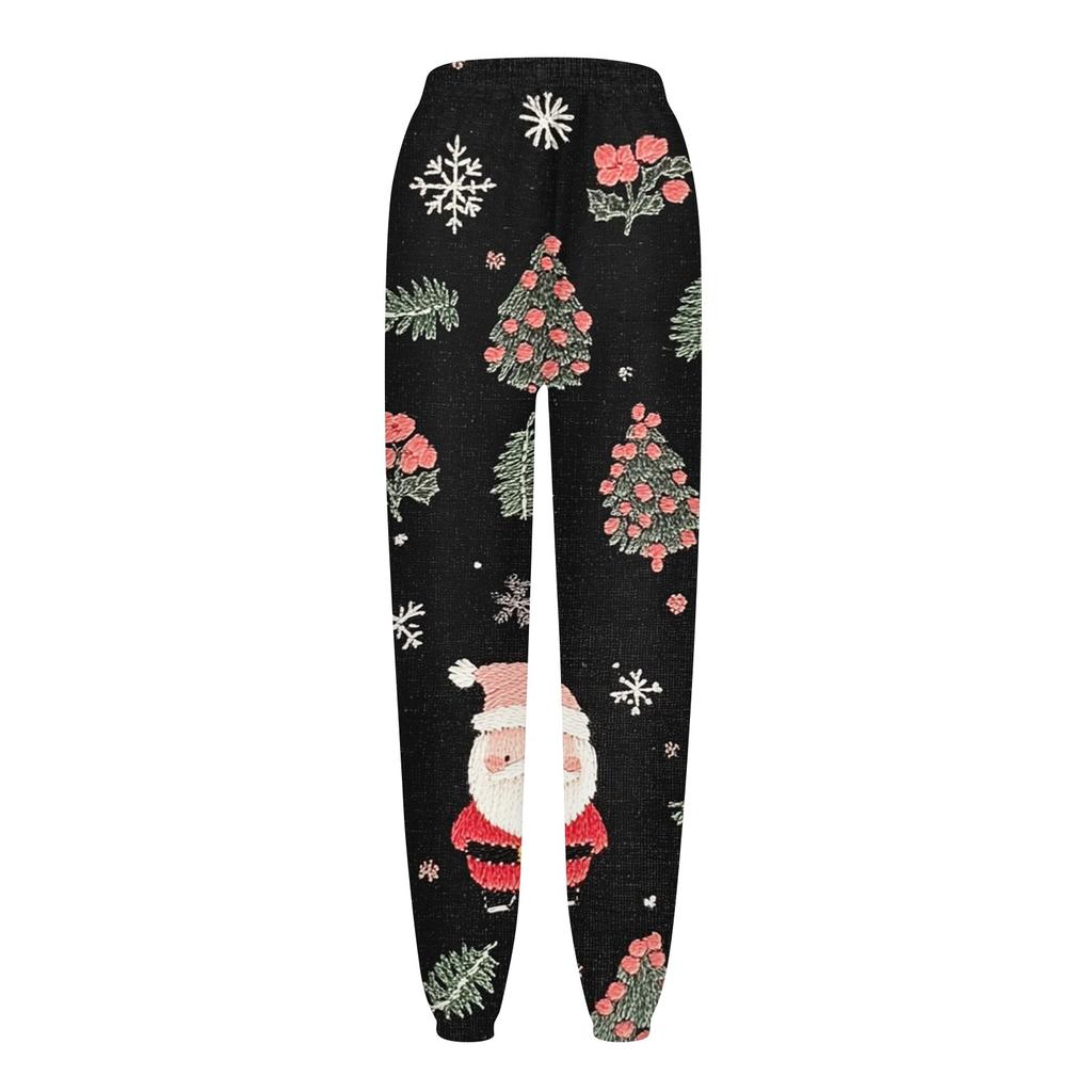 Women's Casual Fashion Christmas Printed Casual Pants Sweatpants Long Pants Drawstring Elastic Waist Cuff Pants