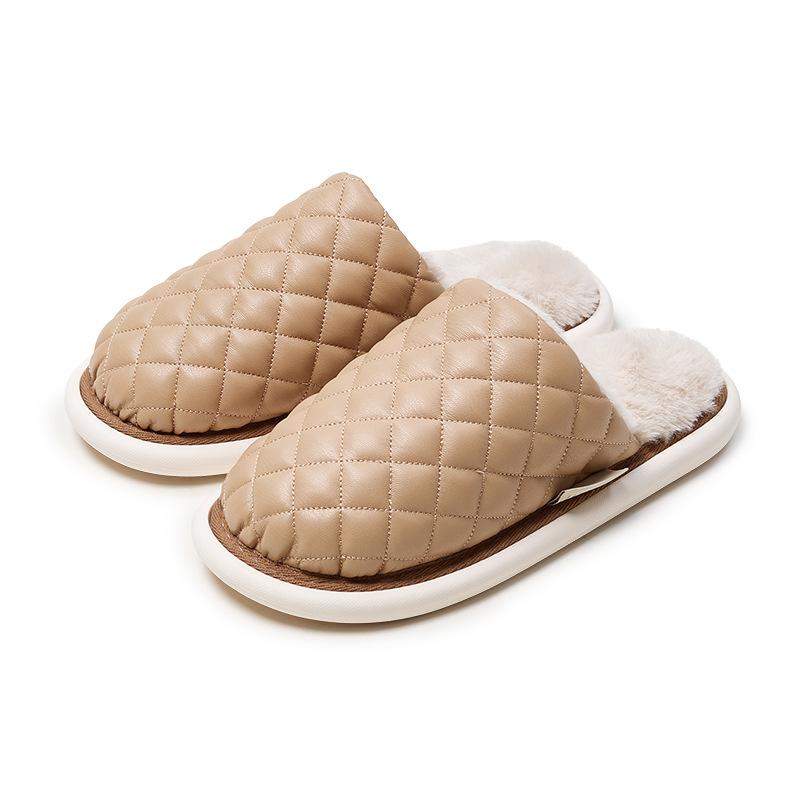fine-tuned men's cotton slippers autumn and winter couple home indoor warm office wooden floor anti-splash water non-slip women