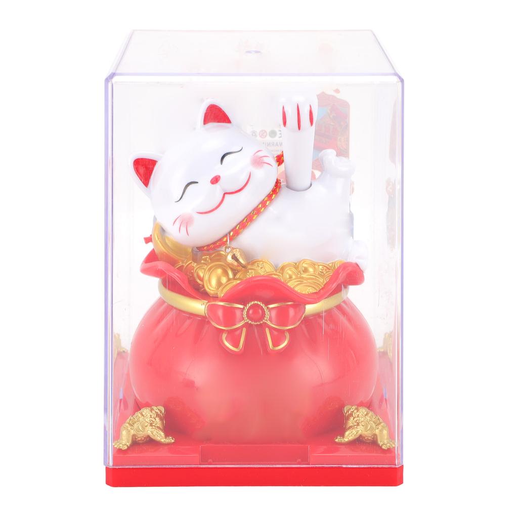 Lucky Cat Waving Arm ABS Solar Powered Light Induction Wealth Welcoming Fortune Cat Decoration for