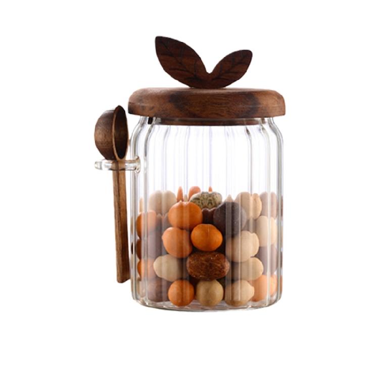 Multifunctional Glass Storage Jar Including Spoon High Borosilicate Glass Sealed Seal for Kitchen Pantries Home Office Use