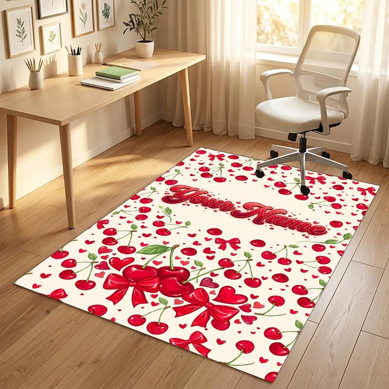 Floral Garden Theme Crystal Velvet Rug Personalized Custom Name Text Soft Floor Mat Home Decor