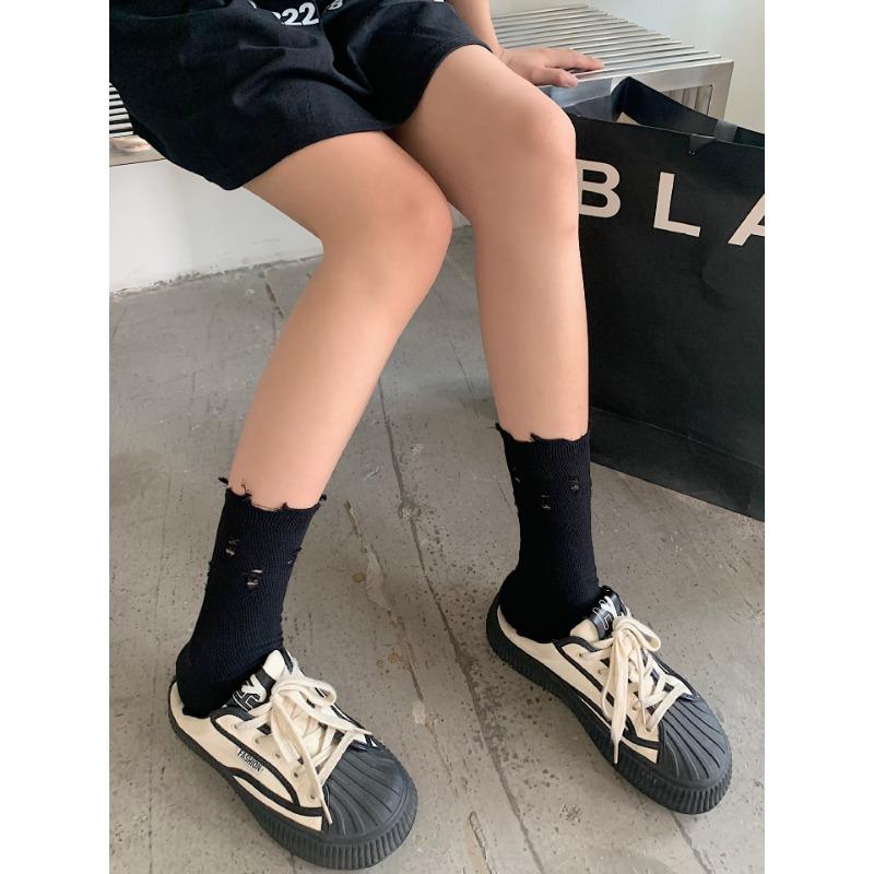 Mesh Breathable Perforated Socks, Anti-pilling Pile Socks, Versatile and Personalized Style, Mid-calf Socks for The School
