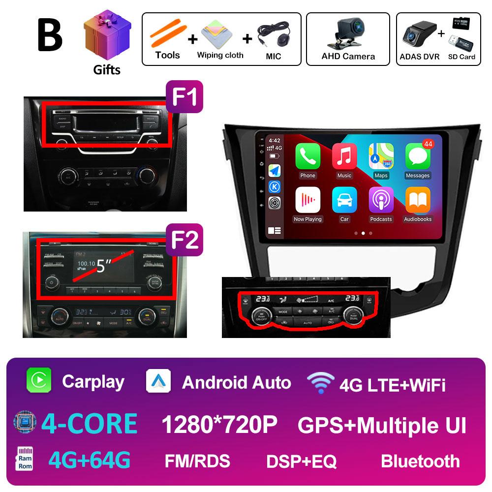 For Nissan Qashqai J11 Nissan X trail T32 2014 2015 2016 2017 Car Multimedia Audio Player Smart System GPS Navi QLED IPS Screen