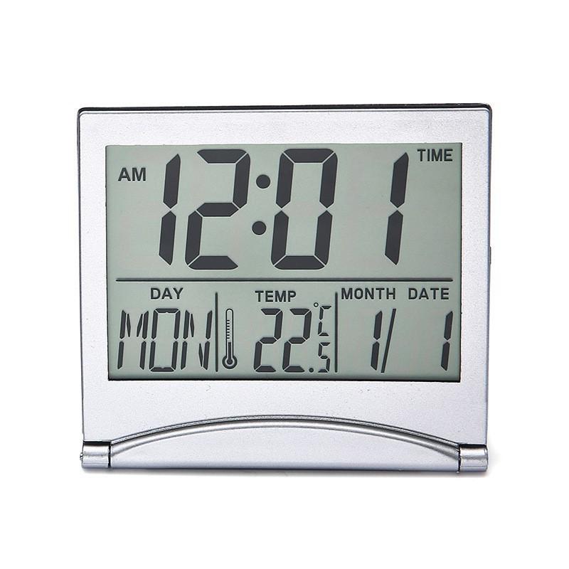 Ultra-Thin Foldable LCD Desk Clock with Alarm, Date & Temperature Display - Ideal for Travel and Convenience