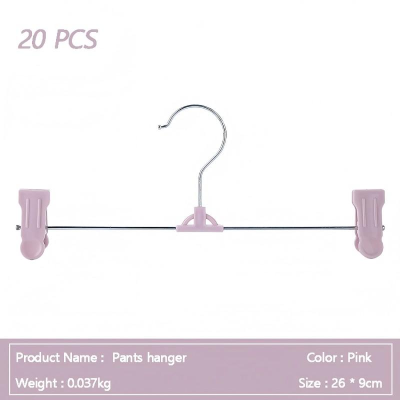 

Я ЗНАЮ 20 шт. Пластиковая вешалка для брюк с двумя зажимами Корейская горячая распродажа Взрослая Противоскользящая Демонстрационная Легкая ПП Вешалка для брюк розовый