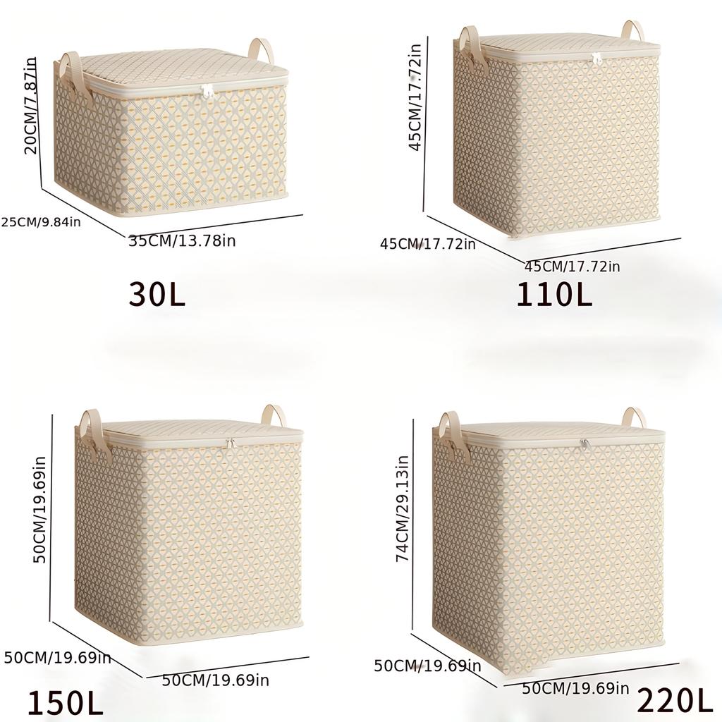 Extra-large 220-liter Fabric Storage Bin for Quilts, Linens, Clothes and Underwear - Portable and Lightweight with Zippers and Handles,Easy Carrying