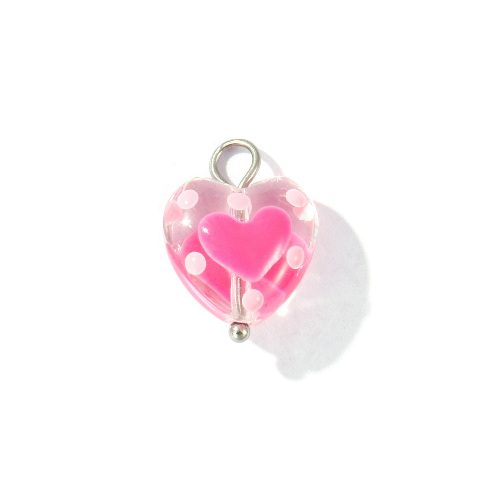 

2 Pcs Resin Valentine s Day Heart Charms Oil Dripping Dot 304 Stainless Steel Enamel Pendants DIY Necklace Making 17mm x 12mm