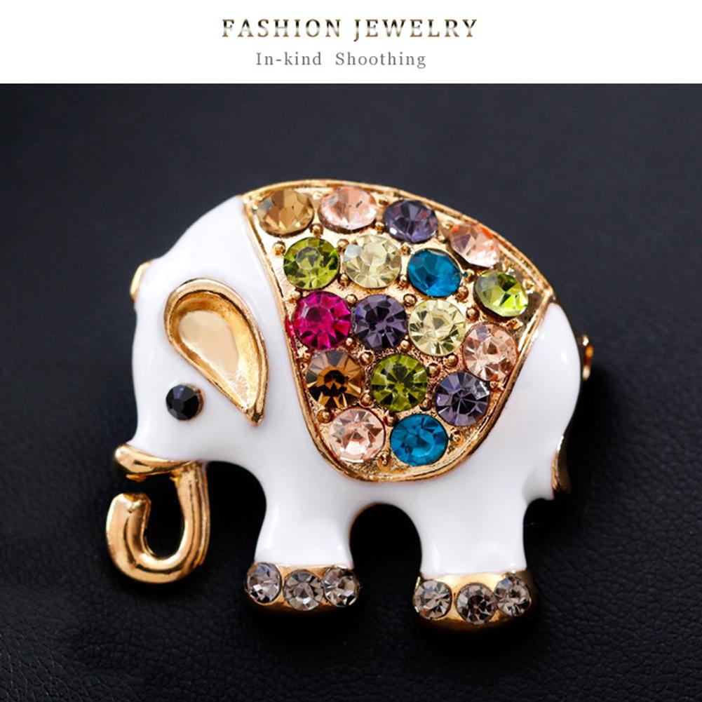 Fashion Retro Alloy Diamond Epoxy Small Elephant Brooch Party Clothing Accessories