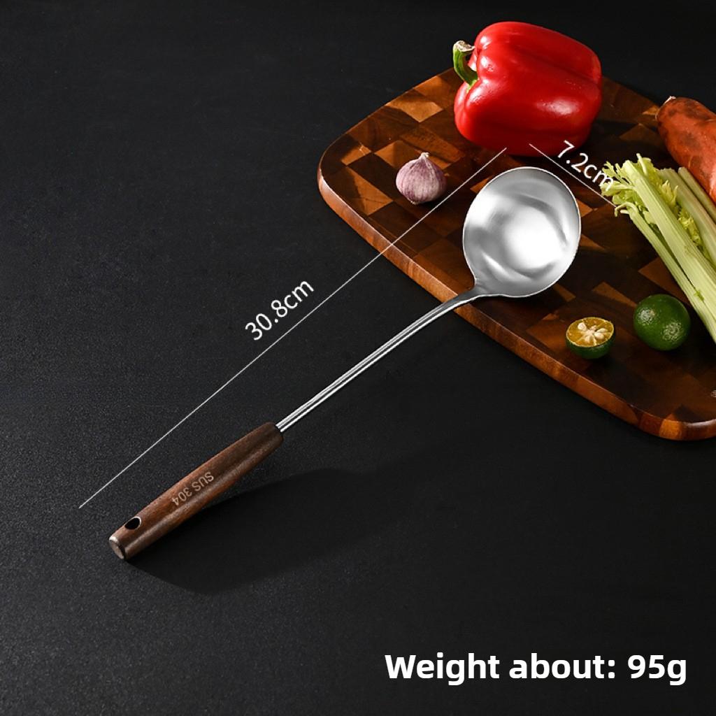 304 Stainless Steel Spatula Household Wooden Handle Utensils High Temperature Colander Shovel Kitchen Utensils Set Spoon Kitchen Utensils