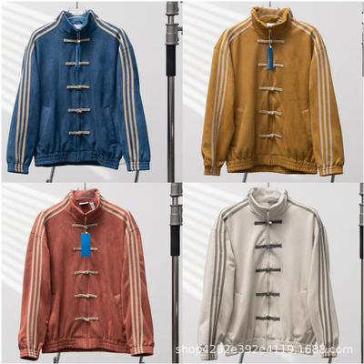 New Sports Loose Zipper Striped Long-sleeved Jacket for Men and Women
