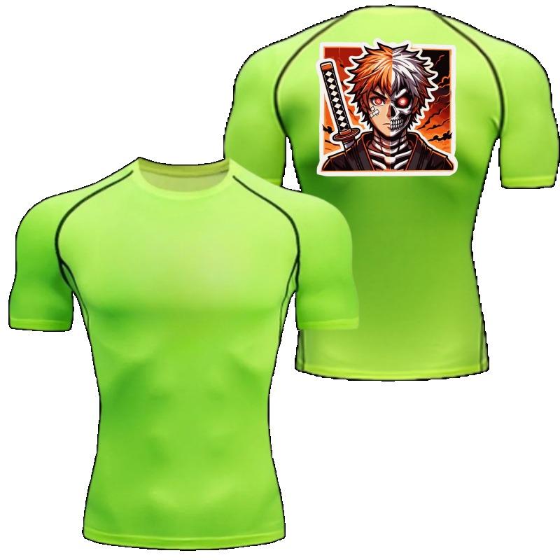 Bleach Grafik Kompressionsshirts für Herren Fitnessstudio Workout Lauf-T-Shirt Sommer Sportlich Schnelltrocknend T-Shirts Tops Kurzarm Rash Guard