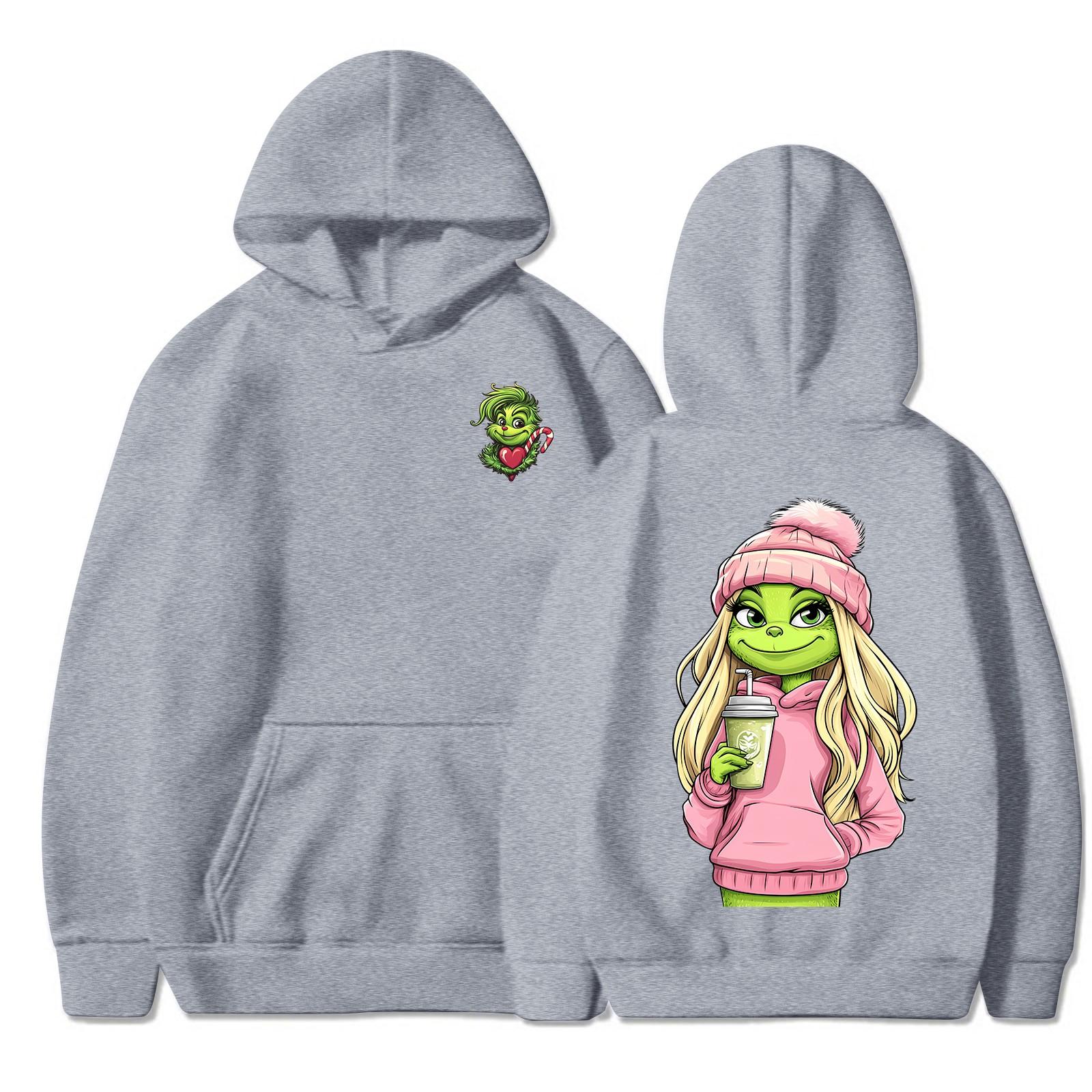 

Женская толстовка с капюшоном и круглым вырезом, длинными рукавами и рождественским принтом L