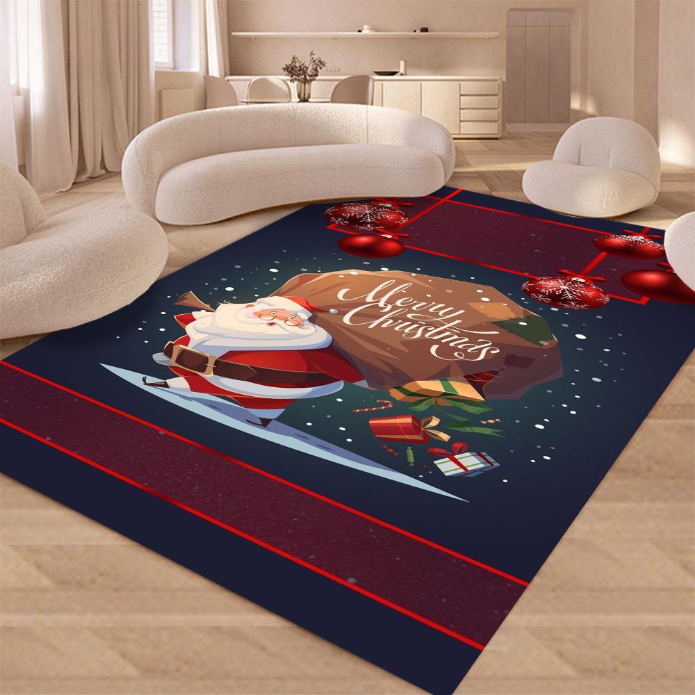 Christmas Decoration Carpet Cartoon Santa Claus Living Room Rug Winter Warm Floor Mat Christmas New Year Decoration