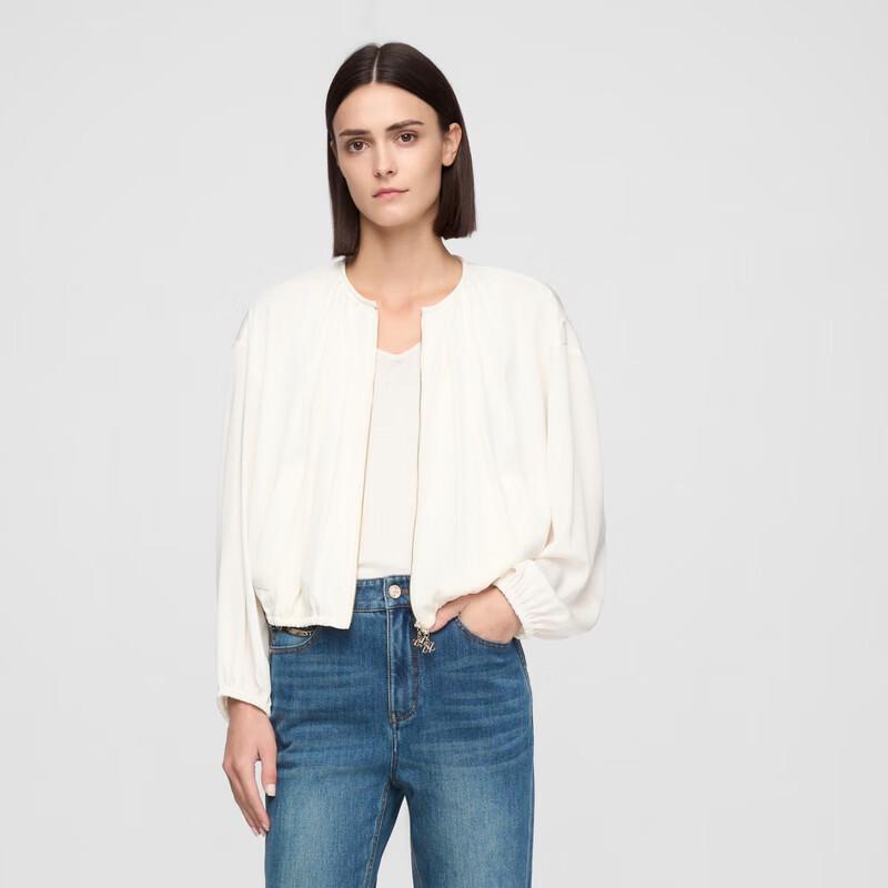 ELLASSAY Women s Pleated Mulberry Silk Commuter Jacket M