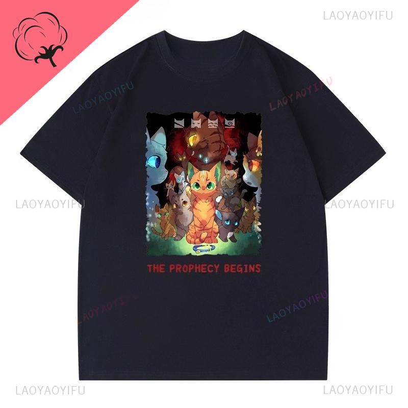 

New Style Warrior Cats T Shirt Hot Sale Cat Lover Tee Short Sleeve Cotton Crewneck Kawaii Popular Y2k Clothes Women Tops 3XL