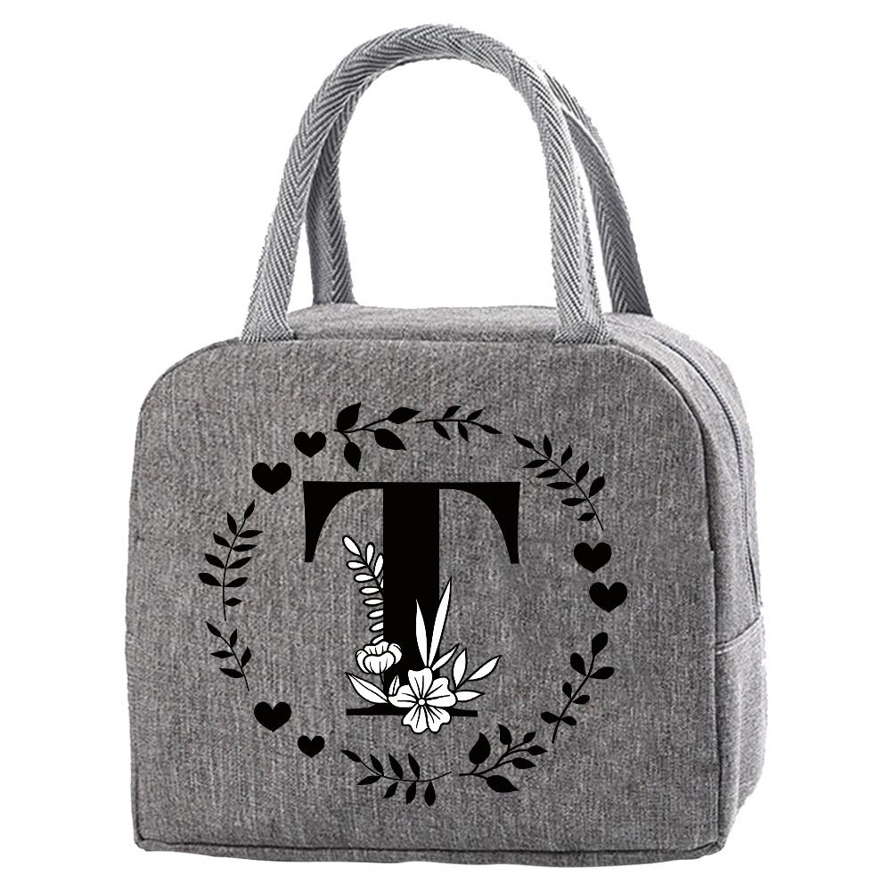 Travel Portable Food Thermal Insulated Children Picnic Waterproof Oxford Zipper Breakfast Thermal Bag Garland Letter Pattern Bag
