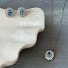 S925 Sterling Silver White Gold-Plated Sea Blue Zircon Diamond Necklace with Clavicle Chain