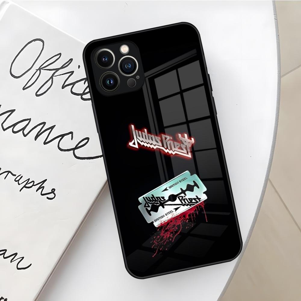 Rock Band J-Judas Priest Handyhülle für iPhone 16 15 14 12 11 13 Pro Max Mini X Xr Xs Se 8 Puls Glas Hülle