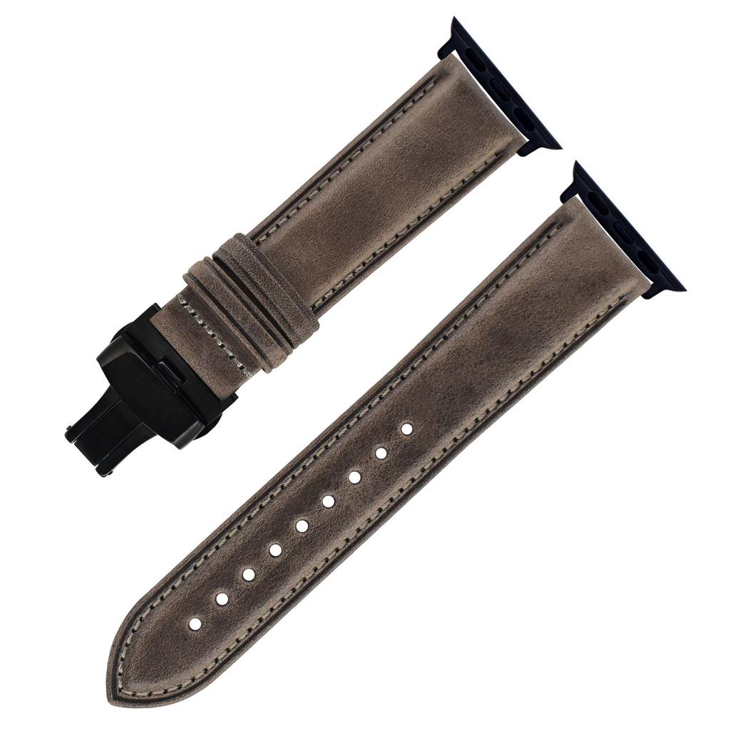 The First-Layer Cowhide Bracelet Is Suitable For Apple Watch S7 Strap Applewatch8 Genuine Leather Butterfly Buckle Strap.