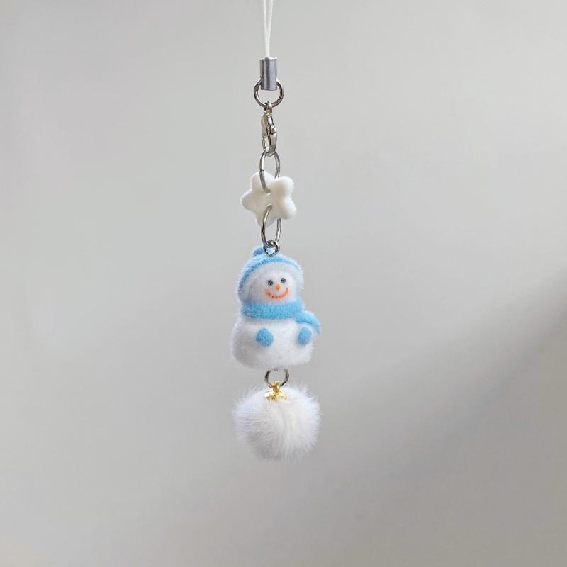Luxurious Plush Snowman Keychain Soft Plush Design Ideal For Christmas Holiday Decors Keychain Bag Accessory Fashionable Gift