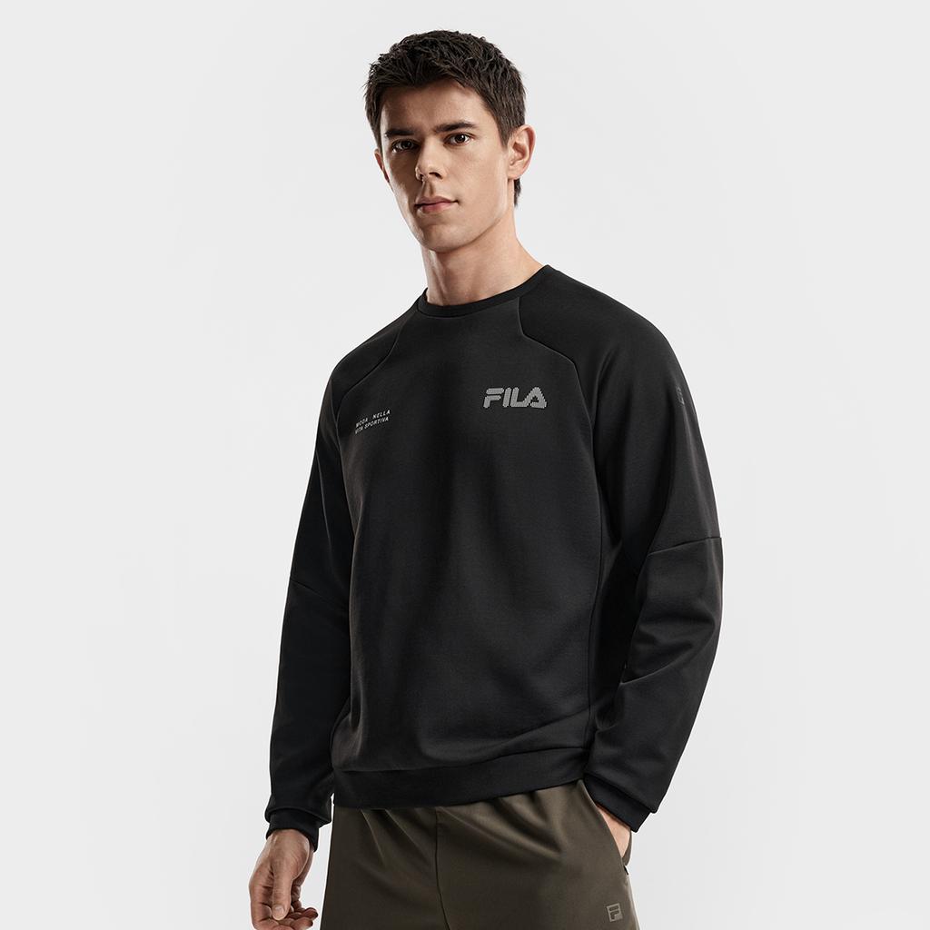 Fila Fitness Series Simple Fashion Sports Casual Training Comfortable Crew Neck Pullover Sweatshirt Men sweatshirt Deep-Black A11M611210FBK