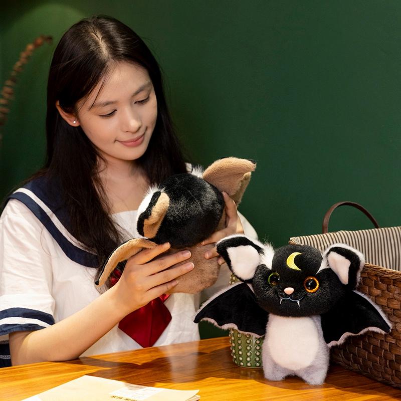 25cm Halloween Plushy Black Heterochromatic Pupil Bat Cartoon Soft Model For Boys and Girls Christmas Halloween Holiday Gifts