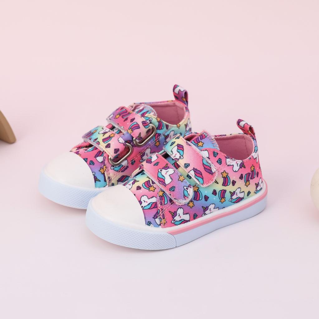 Canvas Shoes for Girls, Sports Shoes with Cartoon Designs, Breathable and Casual Sneakers