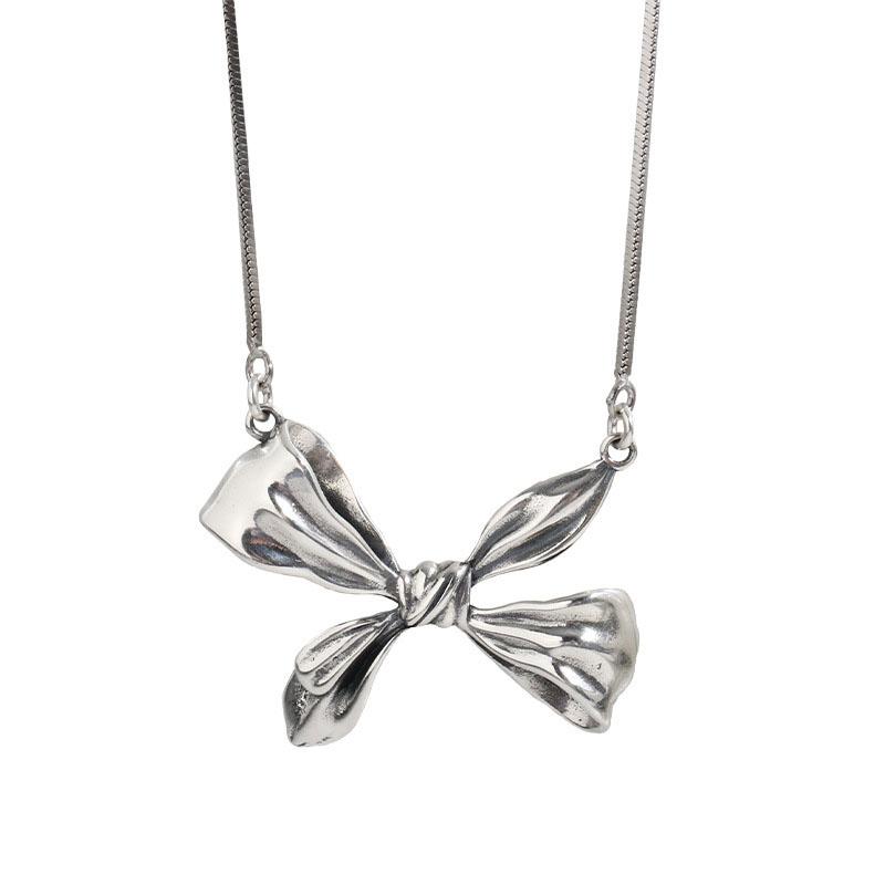 ANENJERY Schleifen-Halskette Weibliche Persönlichkeit Handgefertigt Schlüsselbeinkette Hip-Hop-Halskette Party-Schmuck