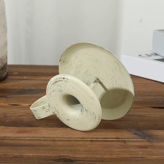 2Pcs Iron Art Taper Candle Holder with Handle Vintage Metal Candlestick Home Living Room Christmas Wedding Party Candle Stand Table Centerpiece