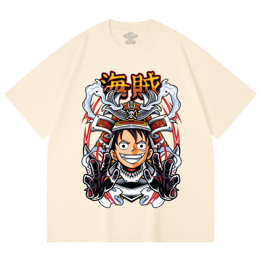 230 Gsm 100% Cotton One Piece V70 Luffy Samurai Print Unisex Heavy Cotton T Shirt