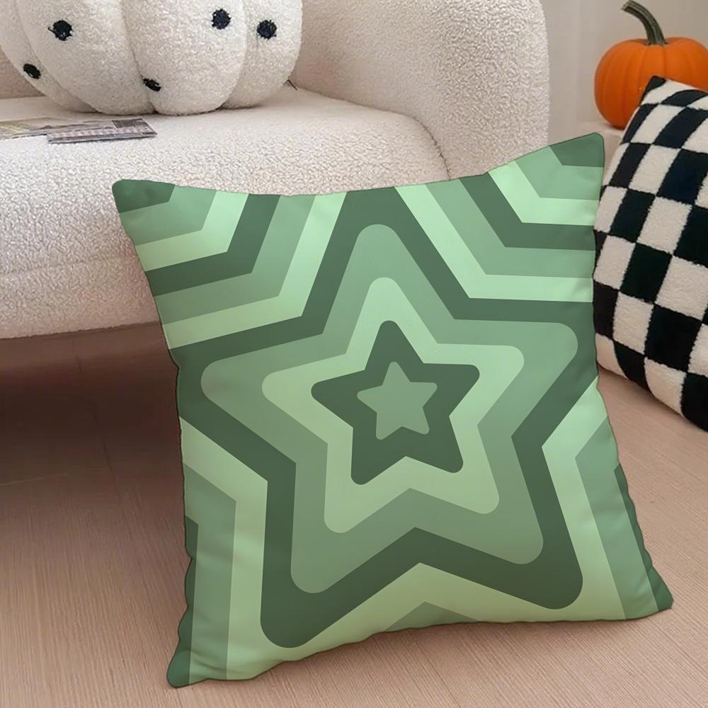 Refreshing Serene Matcha And Mint Green Cushion Cover Throw Pillow Cover Hidden Button Durable Polyester Chair Cushion