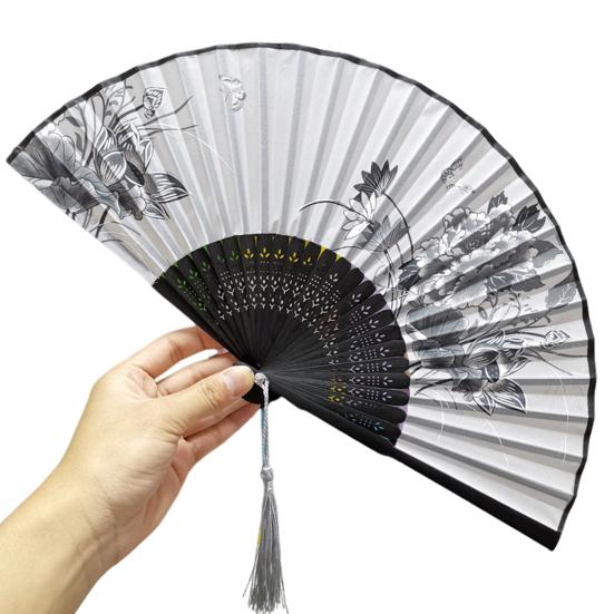

Складной веер Классический бамбуковый веер Легкий элегантный ручной веер с кисточкой для украшения танцевальных представлений