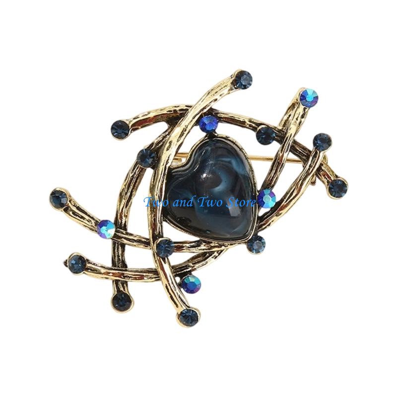 HX6F Elegant Crystal Nest Brooch Flexible Mixture Addition For Jackets Scarves Evening Bags